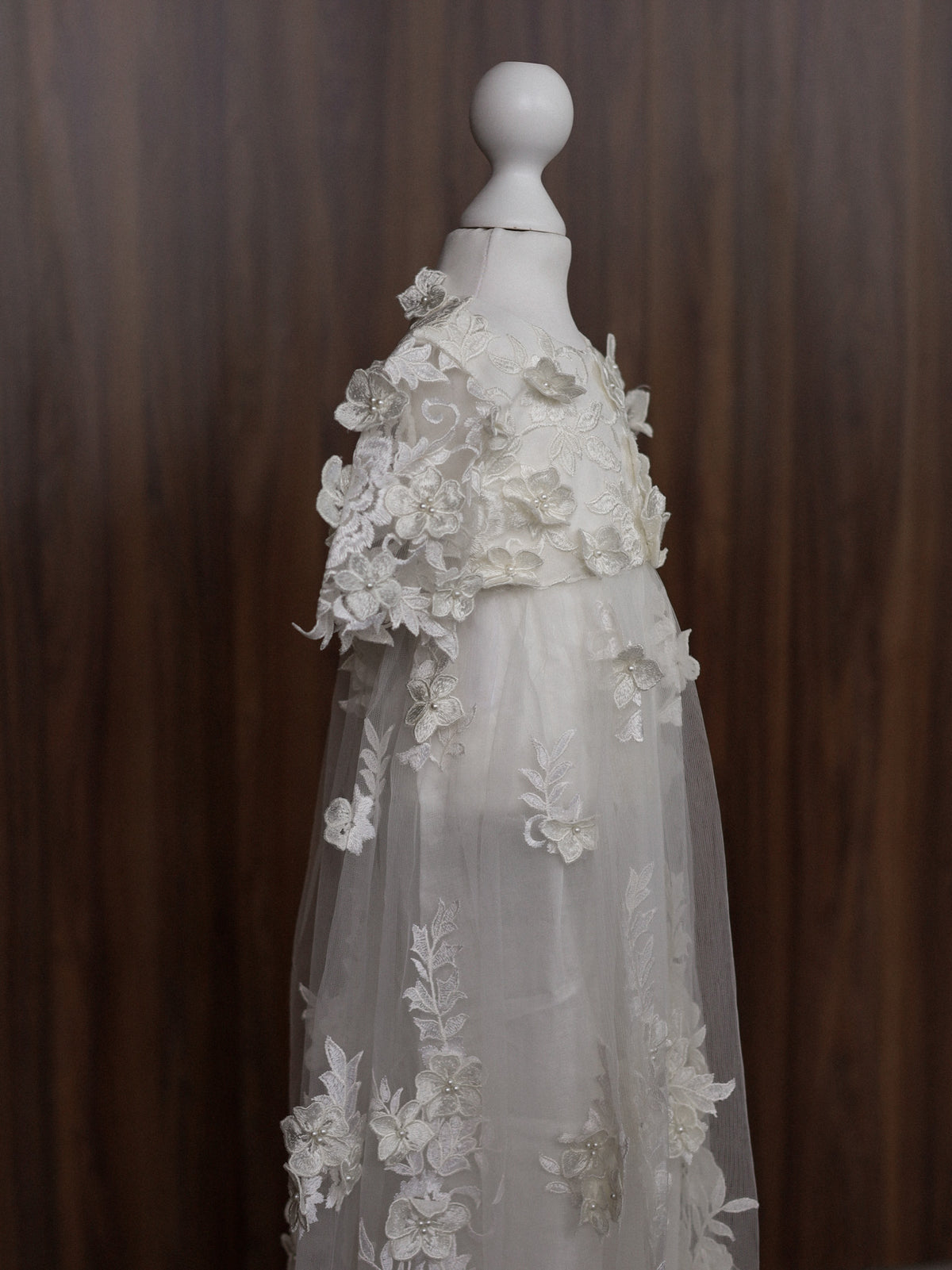 0129 Dress Set - Ivory Floral Christening Dress Set