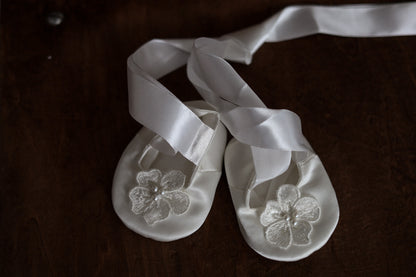 0129 Dress Set - Ivory Floral Christening Dress Set