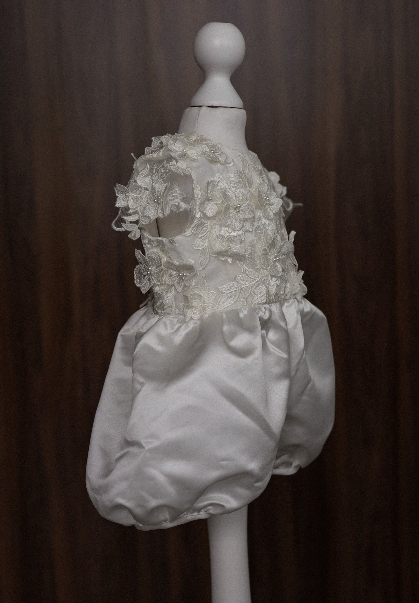 0129 Overall Set Pink - Ivory Floral Christening Overall Set