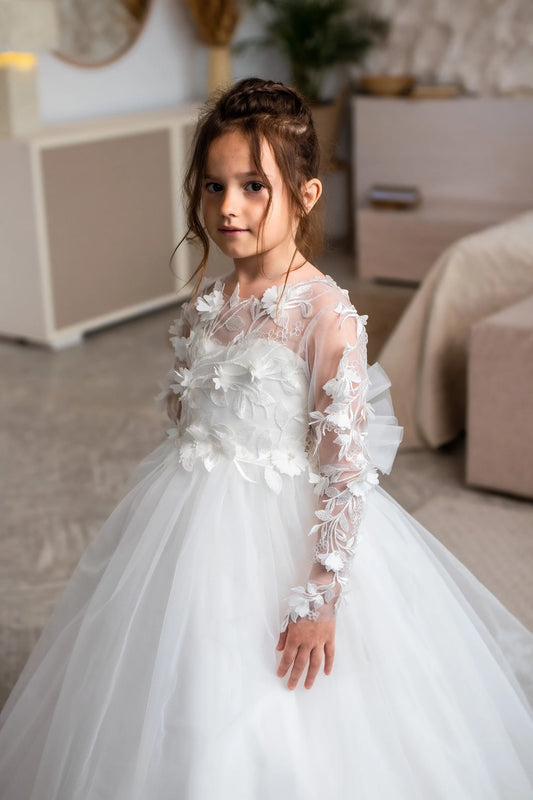 Long Sleeve Flower Girl Dress