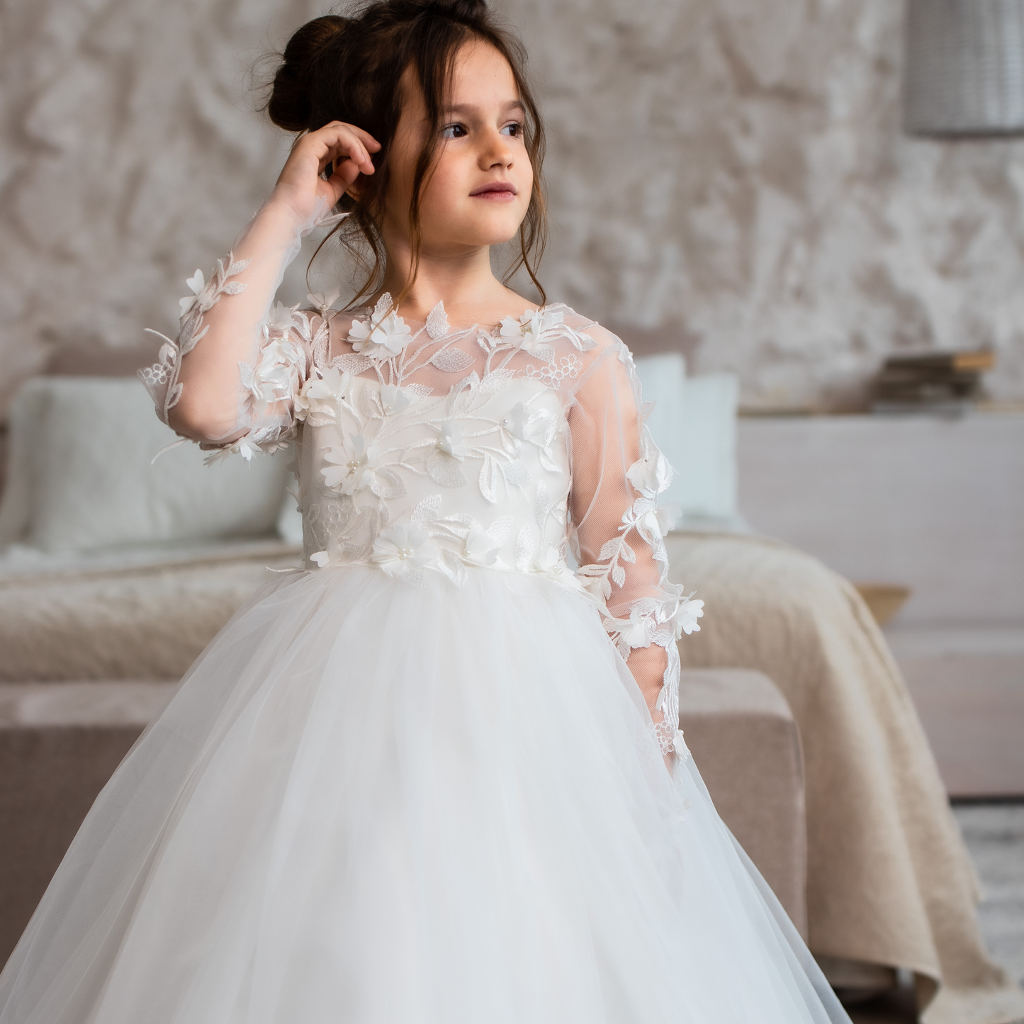 Long Sleeve Flower Girl Dress