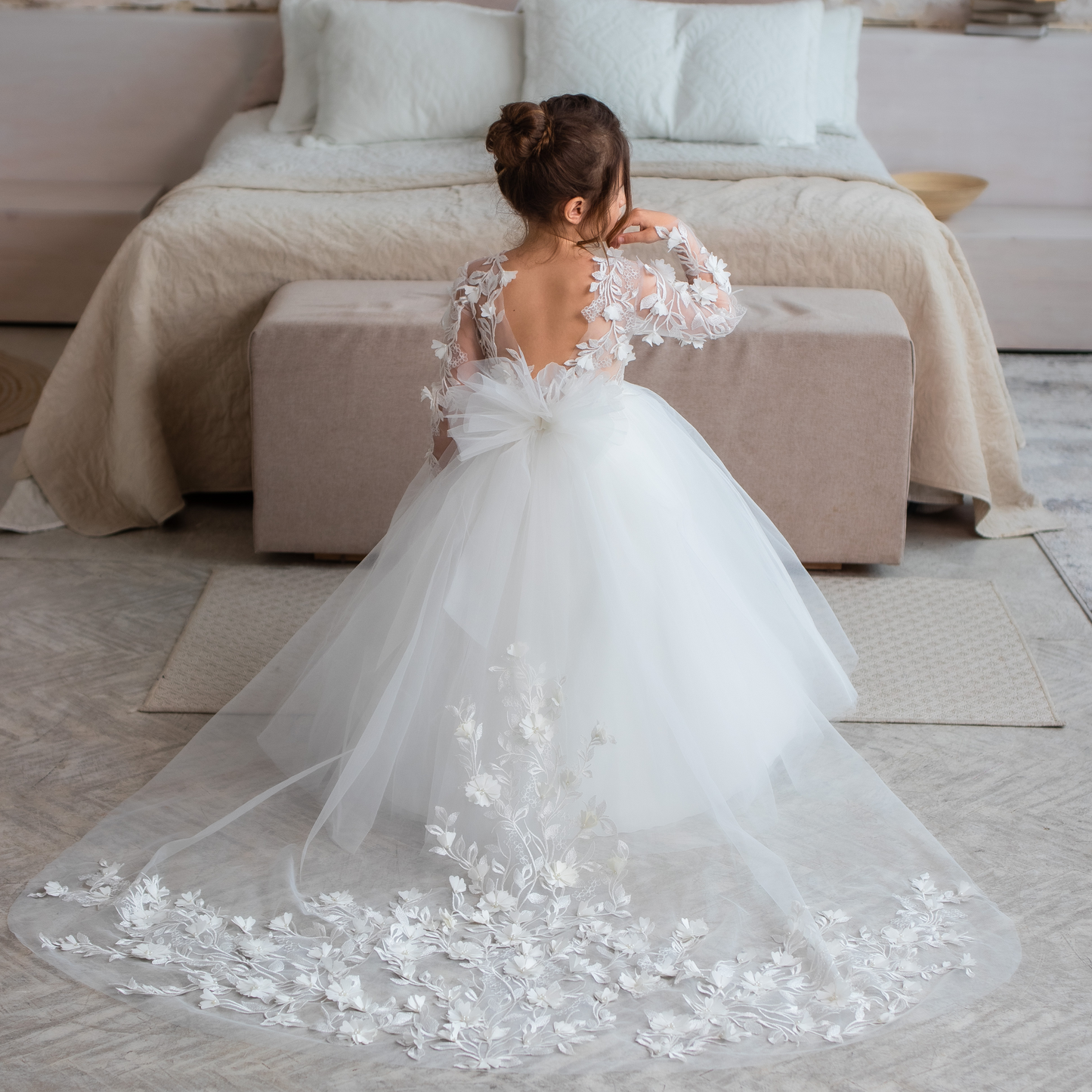 Long Sleeve Flower Girl Dress