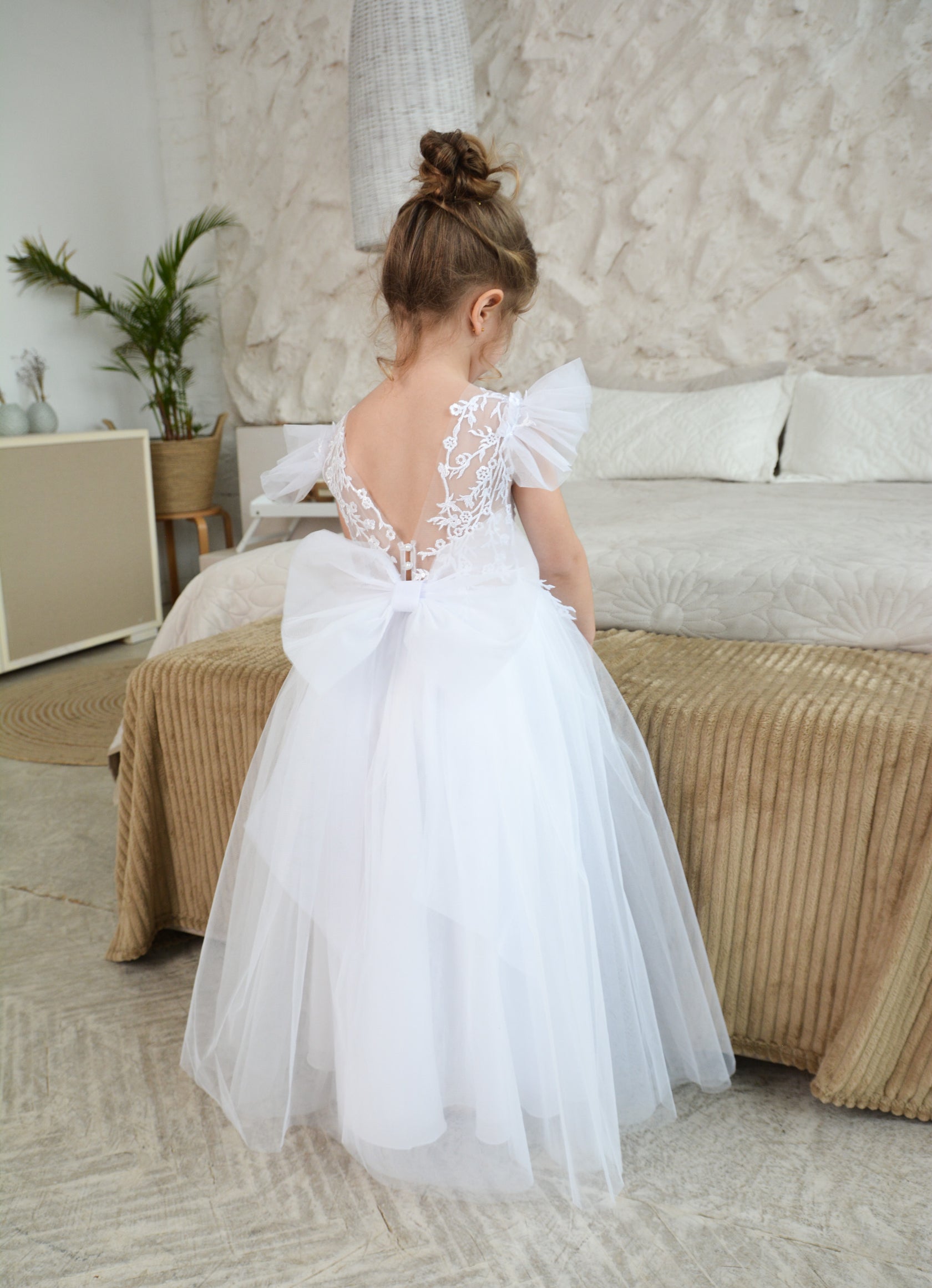 White Flower Girl Dress Train – Ellie Dresses