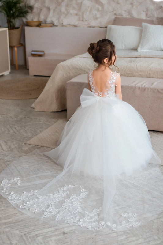 Strapless flower top girl dresses
