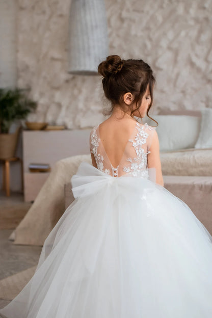 Lace Flower Girl Dress 11 years / Without Train / White