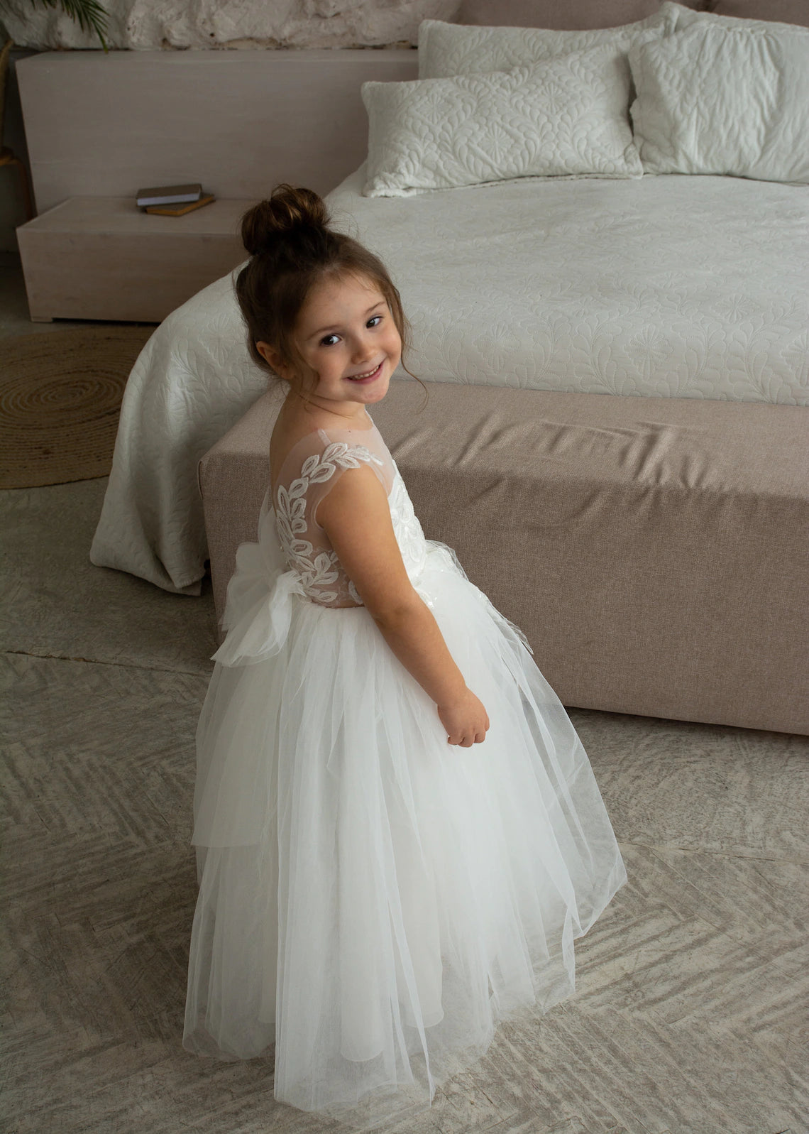 Ivory Dress with Shiny Lace