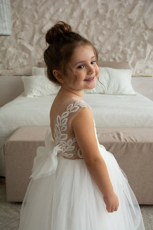 Ivory Dress with Shiny Lace